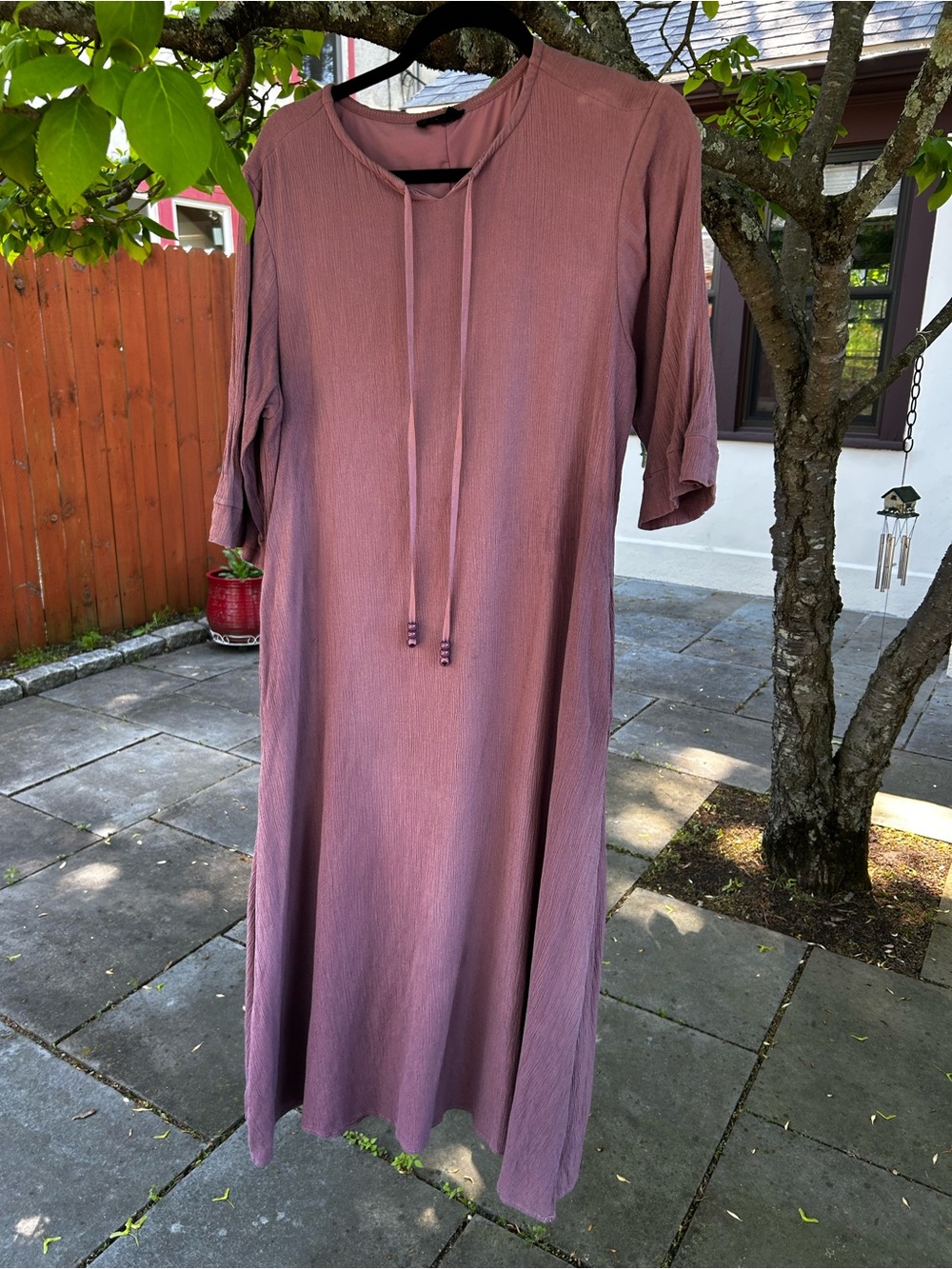 Comfortable Mauve Maxi Dress with Tie Neck